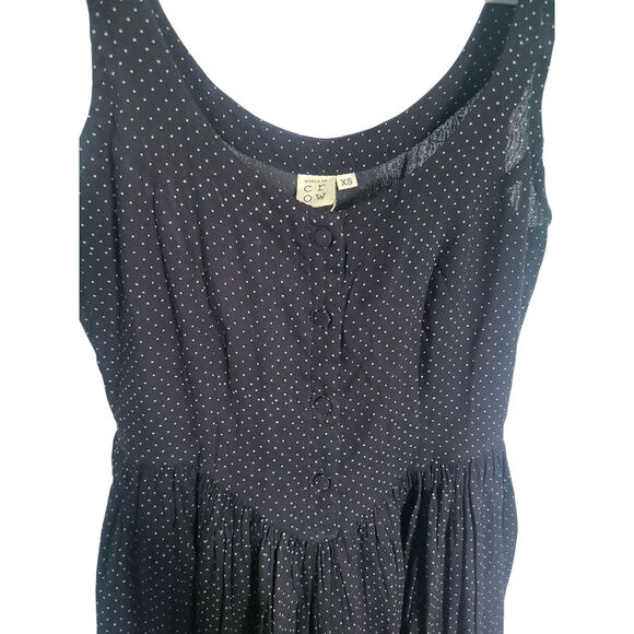 World of Crow Gathered Waist Polka-dot Cotton Midi Dress Size XS NWT - Picture 2 of 7